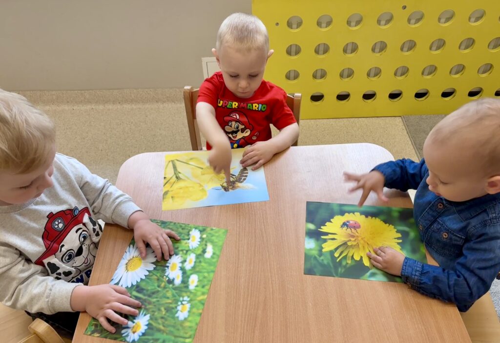 Dzieci oglądają obrazki.